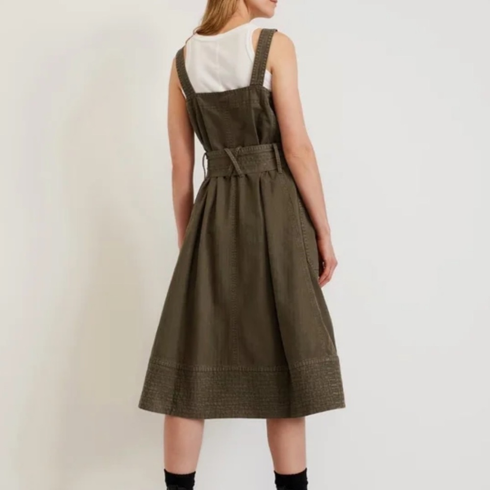 Everlane The Organic Cotton Herringbone Dress - M, Beech Olive Green - Picture 3 of 9